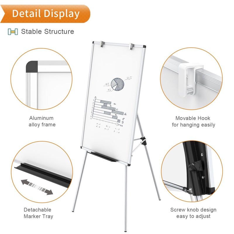 VIZ-PRO Magnetic Portable Easel Dry Erase Board, Flipchart Easel Stand Tripod Whiteboard, 24"W x 36"L - Image 3